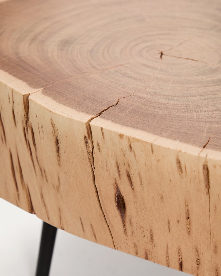 KAVE HOME Tanive sofabord, rund - akacietr� med bleget finish og sort st�l (�49)