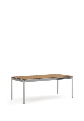 KAVE HOME Canyelles havebord, m. 1 till�gsplade - polywood og lysegr� aluminium (140(200)x90)