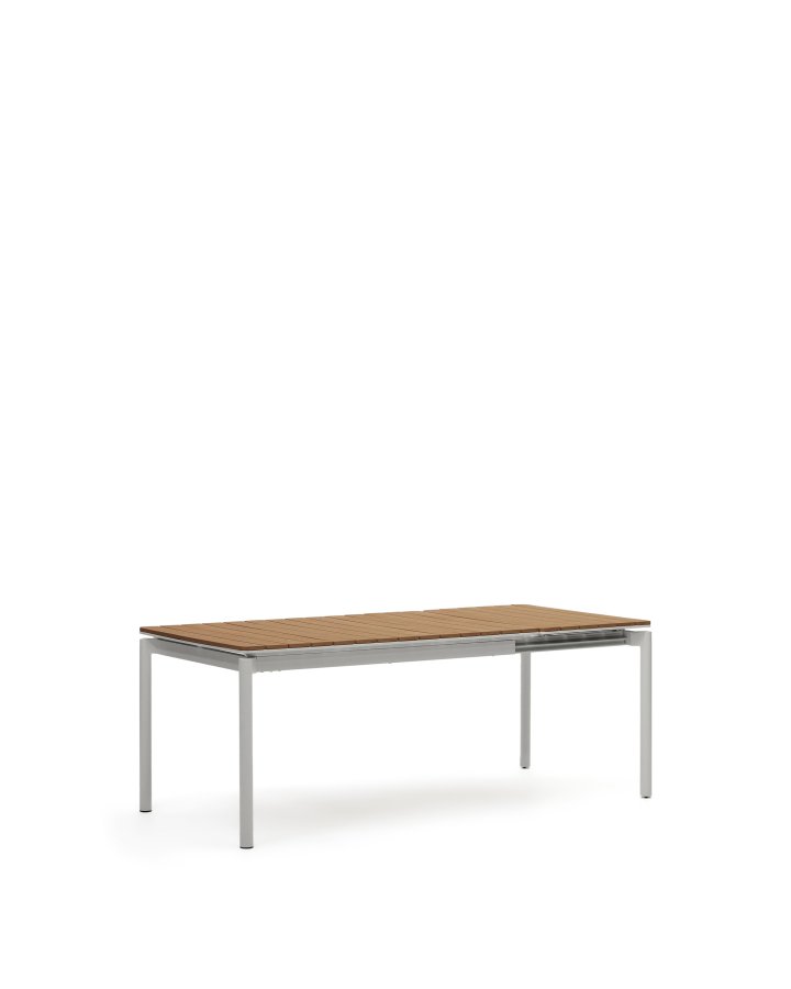 KAVE HOME Canyelles havebord, m. 1 till�gsplade - polywood og lysegr� aluminium (140(200)x90)