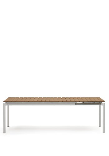 KAVE HOME Canyelles havebord, m. 1 till�gsplade - polywood og lysegr� aluminium (180(240)x100)