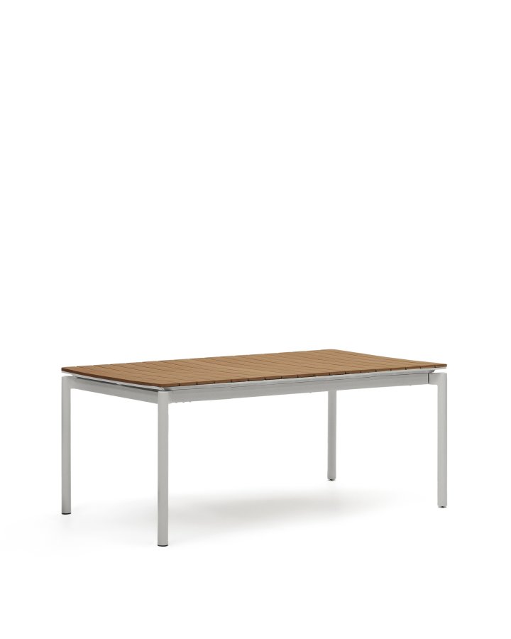 KAVE HOME Canyelles havebord, m. 1 till�gsplade - polywood og lysegr� aluminium (180(240)x100)