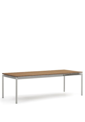 KAVE HOME Canyelles havebord, m. 1 till�gsplade - polywood og lysegr� aluminium (180(240)x100)