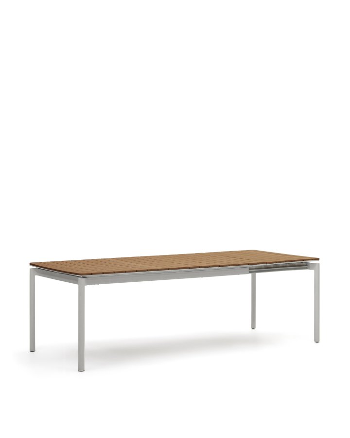 KAVE HOME Canyelles havebord, m. 1 till�gsplade - polywood og lysegr� aluminium (180(240)x100)