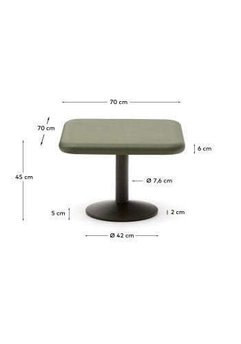 KAVE HOME Esilda utebord med grnn sementplate 70x70cm og grnt stlunderstell 42x45cm