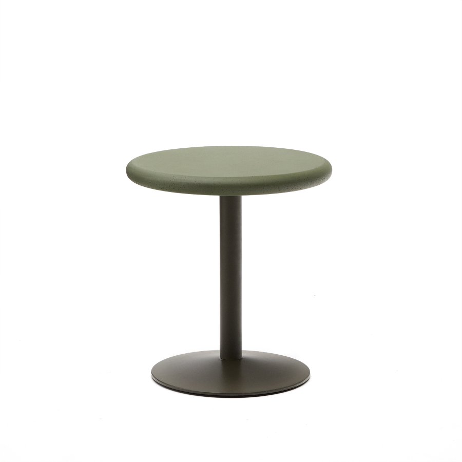 KAVE HOME Esilda rundt utendrsbord med grnn sementplate 70 cm og grnn stlbase 55 x 72 cm