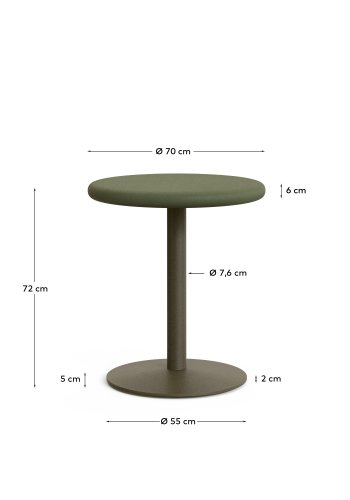 KAVE HOME Esilda rundt utendrsbord med grnn sementplate 70 cm og grnn stlbase 55 x 72 cm