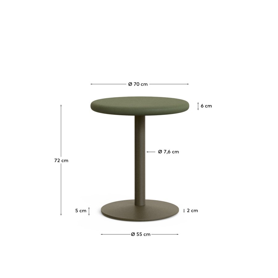 KAVE HOME Esilda rundt utendrsbord med grnn sementplate 70 cm og grnn stlbase 55 x 72 cm