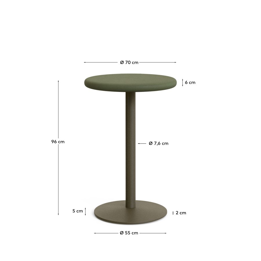 KAVE HOME Esilda utendrs rundt hyt bord med grnn sementplate 70 cm og grnn stlbase 55 x 96 cm