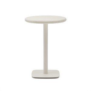 KAVE HOME Dina udendrs barbord, rund - hvid cement og hvid stl (70)