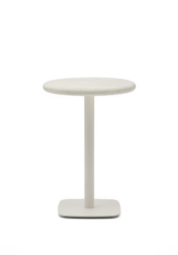 KAVE HOME Dina utendrs hyt rundt bord med hvit sementplate 70 cm og hvit stlbase 48 x 48 x 96 cm