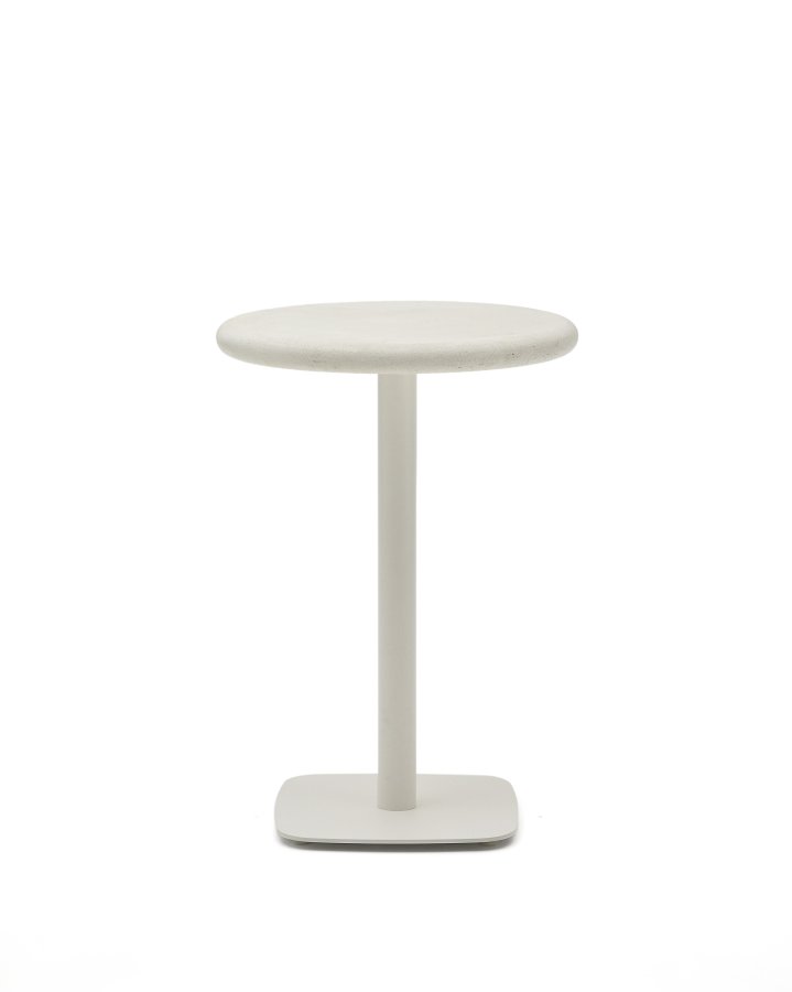 KAVE HOME Dina utendrs hyt rundt bord med hvit sementplate 70 cm og hvit stlbase 48 x 48 x 96 cm