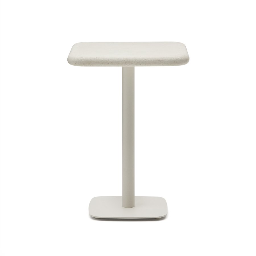 KAVE HOME Dina utendrs hybord med hvit sementplate 70x70cm og hvit stlbase 48x48x96cm