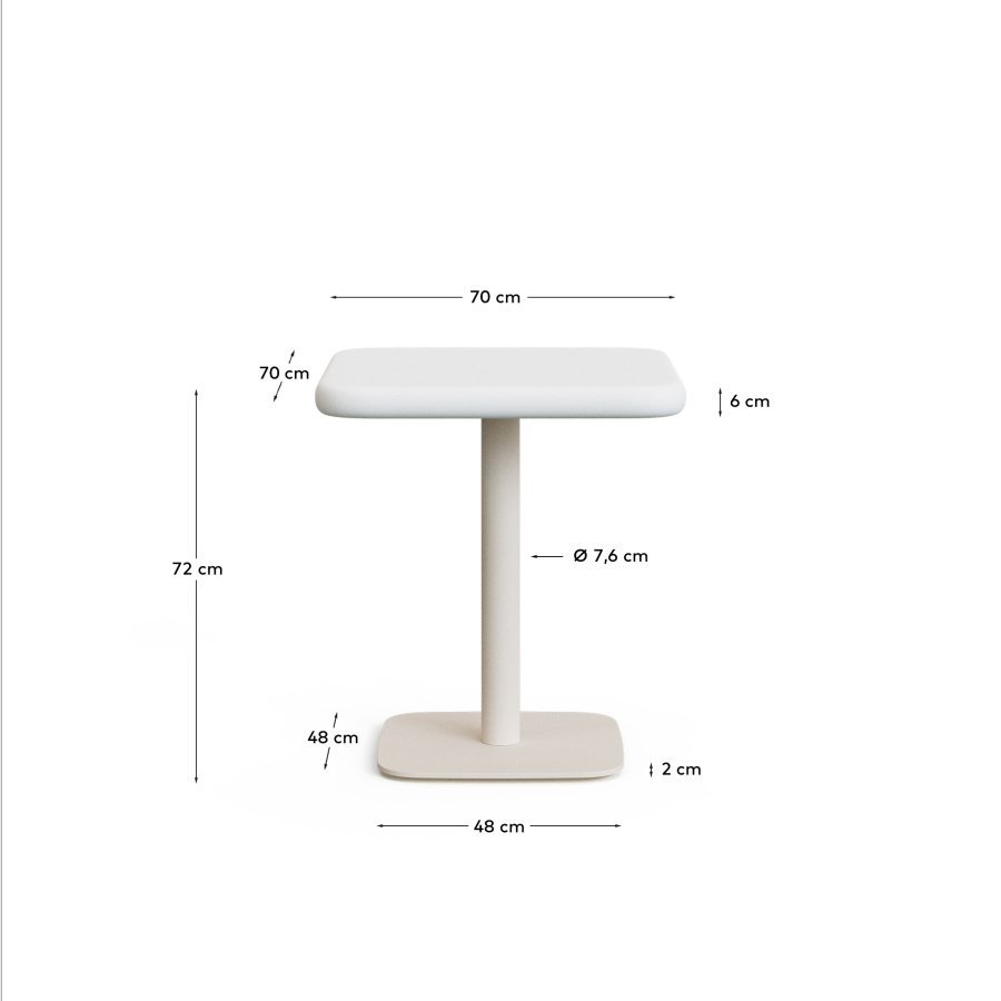 KAVE HOME Dina utebord med hvit sementplate 70x70cm og hvit stlbase 48x48x72cm