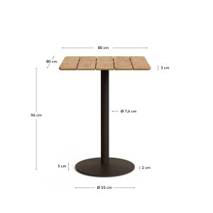 KAVE HOME Esilda udendrs barbord, kvadratisk - akacietr og grn stl (80x80)