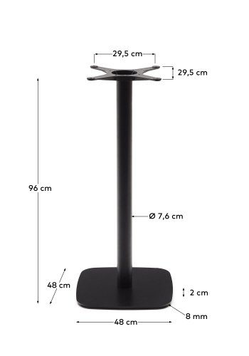 KAVE HOME Dina hye barbordben med firkantet metallbase i lakkert svart finish