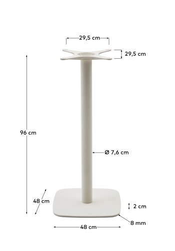  KAVE HOME Dina Stehtischbeine mit quadratischem Metallsockel in weiß lackierter Ausführung