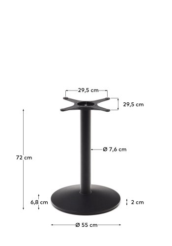 KAVE HOME Esilda barbordben med stor rund metallbase i lakkert svart finish