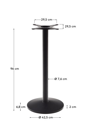 KAVE HOME Esilda hyt barbordben med rund metallbase i lakkert svart finish