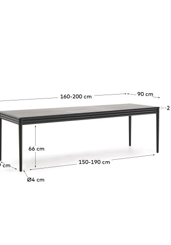 KAVE HOME Lenon uttrekksbord i svart eikefiner og heltre eik 160(200)x90cm FSC Mix Credit