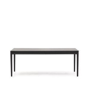 KAVE HOME Lenon spisebord, m. butterflybordplade - sort egefinr/egetr (200(280)x90)