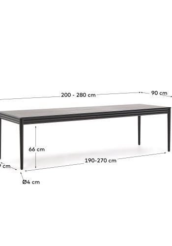 KAVE HOME Lenon uttrekksbord i sort eikefiner og heltre eik 200(280)x90cm FSC Mix Credit