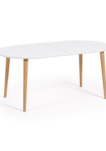KAVE HOME Oqui spisebord, m. 2 ekstra plater - hvit MDF og bk (90(170)x90)
