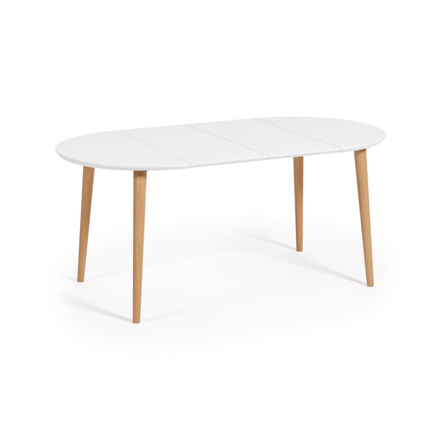 KAVE HOME Oqui spisebord, m. 2 ekstra plater - hvit MDF og bk (90(170)x90)