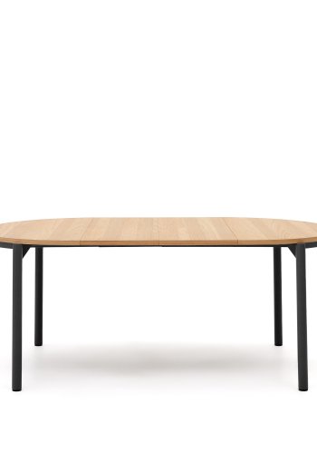 KAVE HOME Montuiri spisebord, med uttrekk, rund - naturlig eikefiner og sort stl (120)