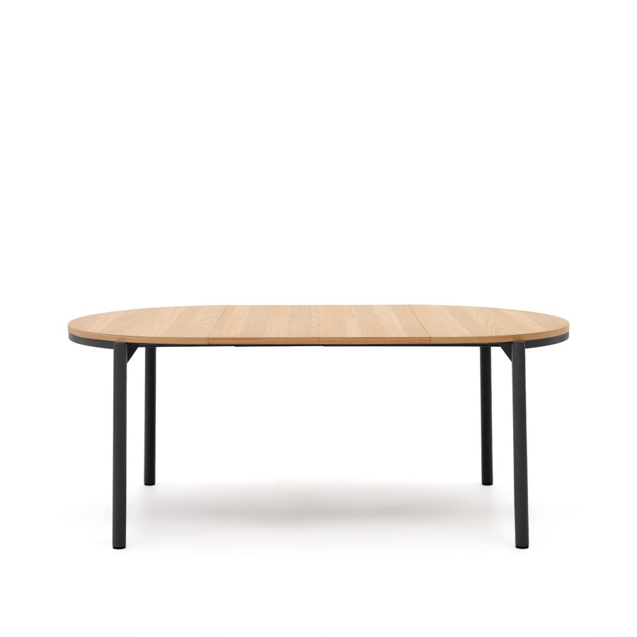 KAVE HOME Montuiri spisebord, med uttrekk, rund - naturlig eikefiner og sort stl (120)