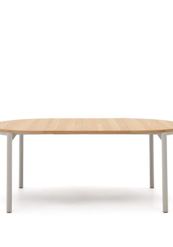 KAVE HOME Montuiri spisebord, med uttrekk, rund - naturlig eikefiner og grtt stl (120)