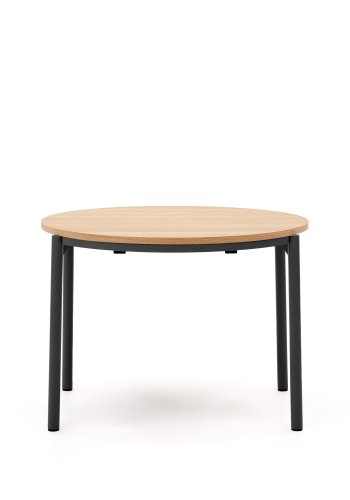 KAVE HOME Montuiri spisebord, med uttrekk, rund - naturlig eikefiner og sort stl (90)