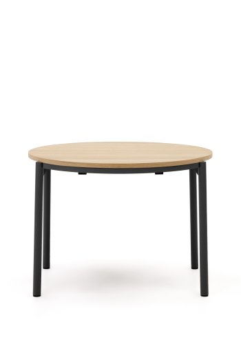 KAVE HOME Montuiri spisebord, med uttrekk, rund - naturlig eikefiner og sort stl (90)