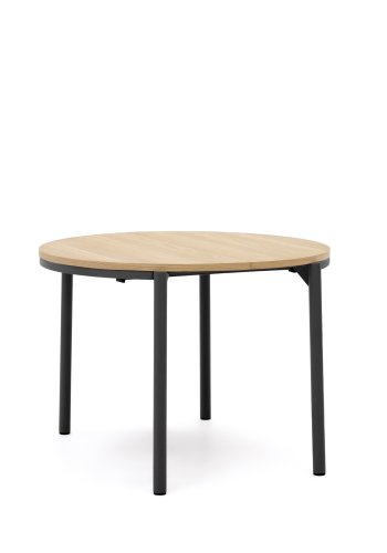 KAVE HOME Montuiri spisebord, med uttrekk, rund - naturlig eikefiner og sort stl (90)