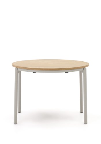 KAVE HOME Montuiri spisebord, med uttrekk, rund - naturlig eikefiner og grtt stl (90)