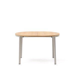 KAVE HOME Montuiri spisebord, m. udtr�k - egetr�sfiner og gr� st�l (120(200)x90)