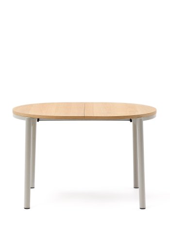 KAVE HOME Montuiri spisebord, m. udtr�k - egetr�sfiner og gr� st�l (120(200)x90)