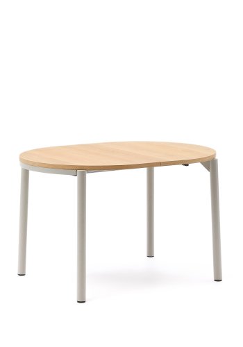 KAVE HOME Montuiri spisebord, m. udtr�k - egetr�sfiner og gr� st�l (120(200)x90)