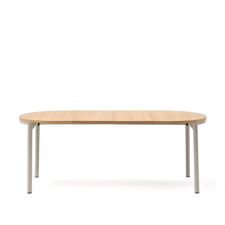 KAVE HOME Montuiri spisebord, m. udtr�k - egetr�sfiner og gr� st�l (120(200)x90)