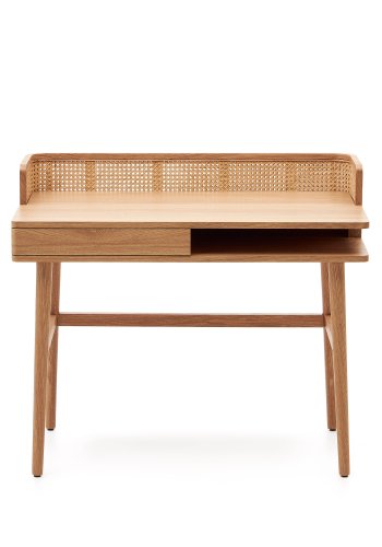 KAVE HOME Araxi skrivebord, m. 1 rom og 1 skuff - brun ask finer og rotting (105x62)