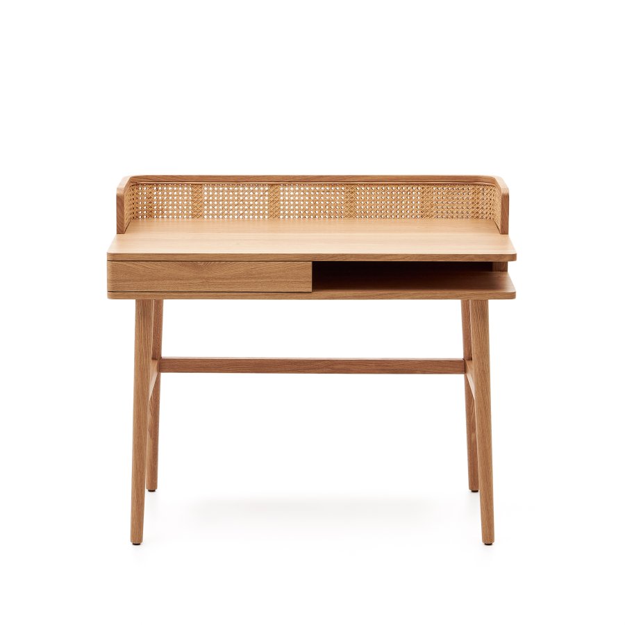 KAVE HOME Araxi skrivebord, m. 1 rom og 1 skuff - brun ask finer og rotting (105x62)