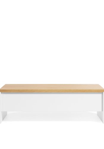 KAVE HOME Abilen salongbord, med bordplate som kan heves - naturlig eikefiner og hvit MDF (110x60) 