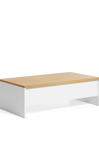 KAVE HOME Abilen salongbord, med bordplate som kan heves - naturlig eikefiner og hvit MDF (110x60) 