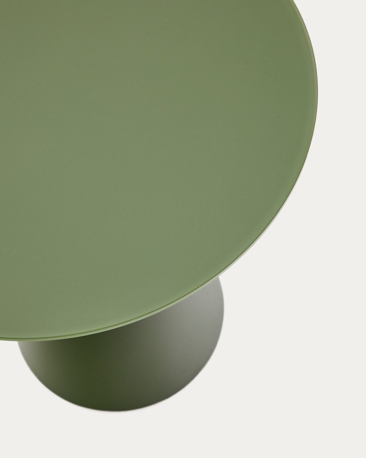 KAVE HOME Wilshire sidebord med frostet herdet glass og matt grnnmalt stlfinish 50 cm