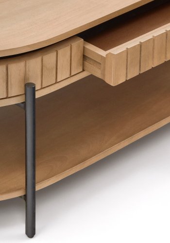 KAVE HOME Licia salongbord, m. 1 hylle og 1 skuff - naturlig mangotre og jern (130x65)