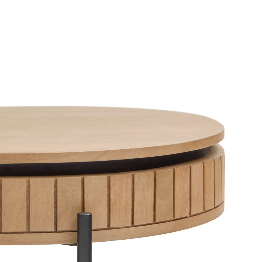 KAVE HOME Licia salongbord, m. 1 hylle og 1 skuff - naturlig mangotre og jern (130x65)