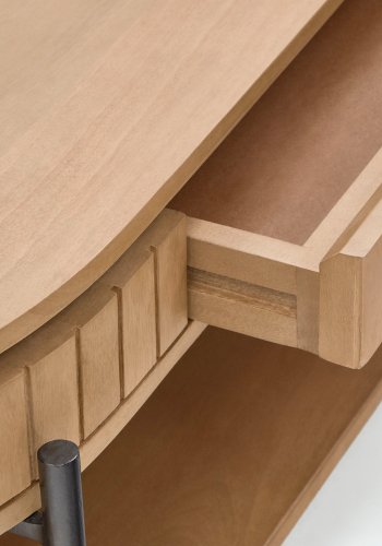 KAVE HOME Licia salongbord, m. 1 hylle og 1 skuff - naturlig mangotre og jern (130x65)