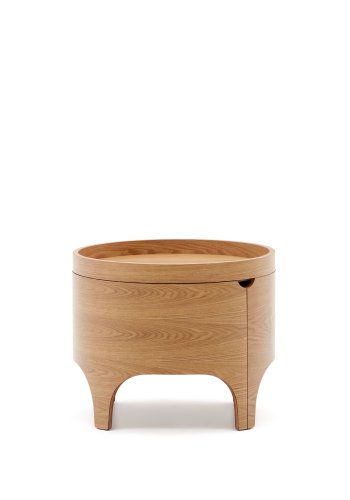 KAVE HOME Octavia nattbord, med oppbevaringsplass og brettbordplate - brun ask kryssfiner (55)