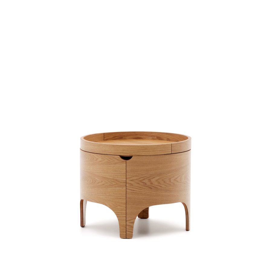 KAVE HOME Octavia nattbord, med oppbevaringsplass og brettbordplate - brun ask kryssfiner (55)