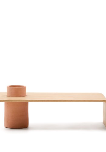 KAVE HOME Olaria salongbord, rektangulrt - terrakotta og naturlig eikefiner (110x60)
