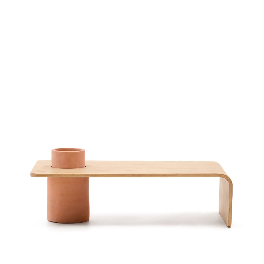KAVE HOME Olaria salongbord, rektangulrt - terrakotta og naturlig eikefiner (110x60)